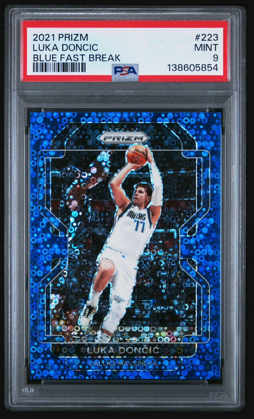 2021 Prizm Luka Doncic #223 Blue Fast Break /150 PSA 9 Mavericks Lakers