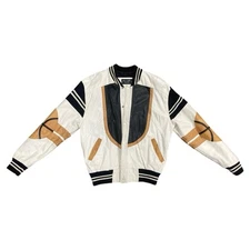 Vintage Michael Alle Manufacturers Leather Basketball Jacket Men's Sz Med. *READ