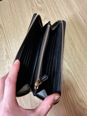 Prada Saffiano Triangle Round Fastener Long Wallet 1ML506 NERO