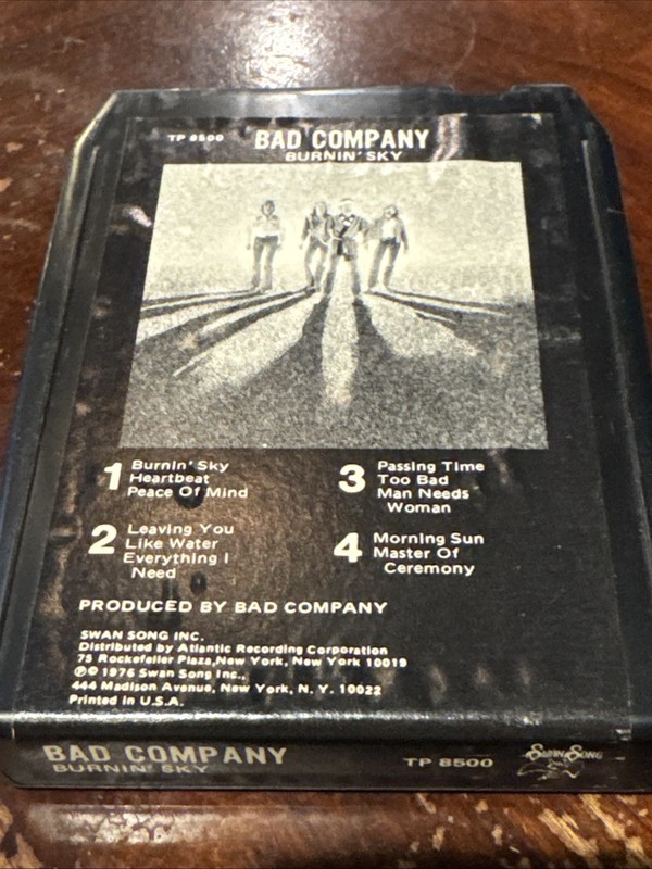 BAD COMPANY BURNIN’ SKY EIGHT TRACK TAPE VG PLAYED THROUGH