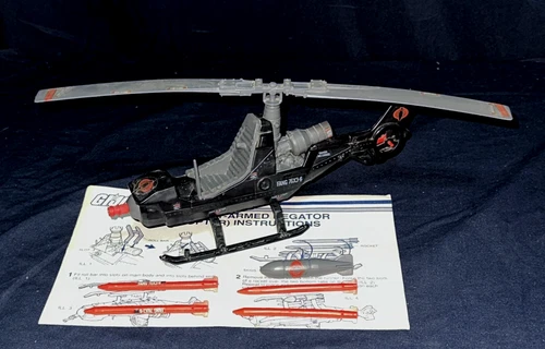 1983 Hasbro G.I.Joe  Cobra Fang F.A.N.G. Helicopter W/ Blueprints Vintage