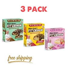 (3 Pack) Fit Crunch Protein Bars, Mint Choco, Strawberry Strudel, Chocolate PB