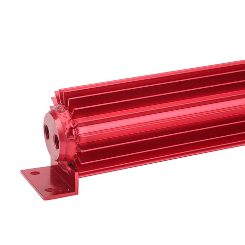 ˘Red 18in Finned Transmission Oil Cooler Fast Cooling Anodized For Car Truck - Picture 4 of 12