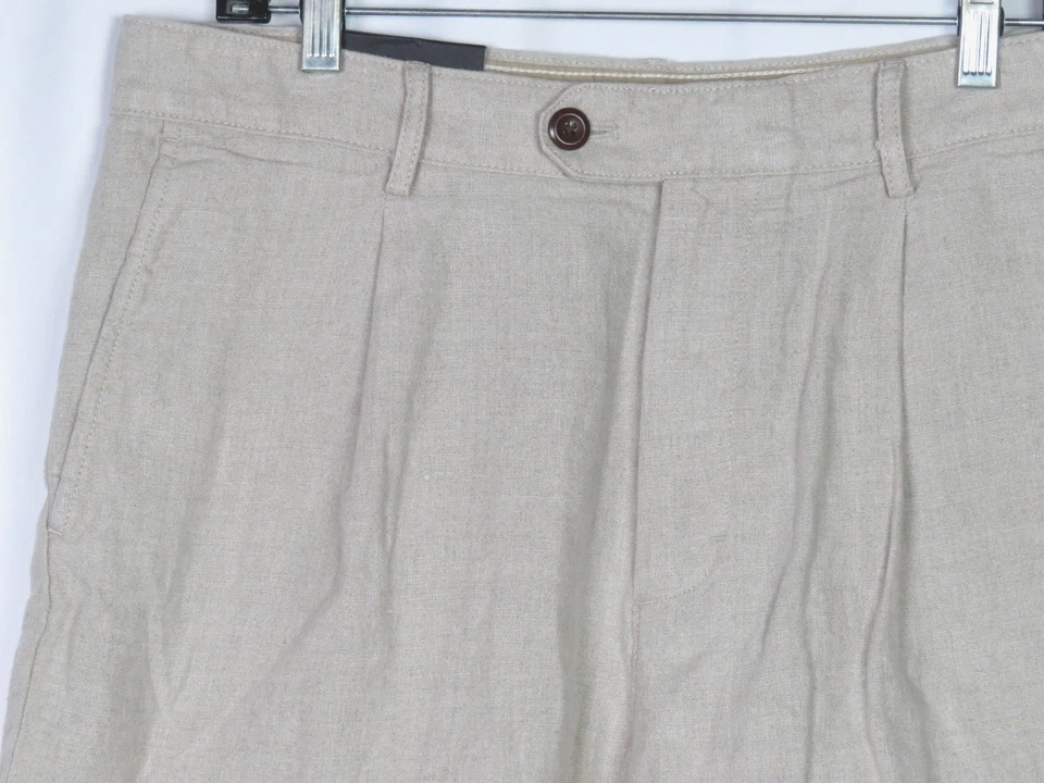 ¡NUEVO! Pantalones Cortos Chinos Banana Republic Beige 7" 100% Lino Para Hombre 32 ¡NUEVOS CON ETIQUETAS! Foto 3 de 4