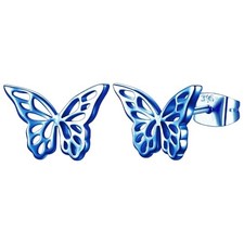 Blue Butterfly Stud Earrings for Women Dainty Simple 02.Blue Butterfly