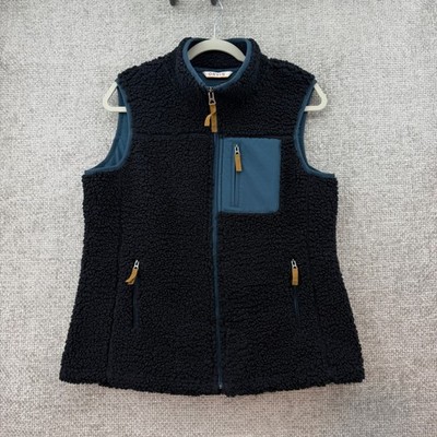 Orvis Sherpa Mad River Fleece Vest Womens Med Black Full Zip Outdoor Layer