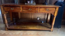 Brown Medium Wood Console Table 3 Drawers Lower Shelf Storage 150x45x80cm