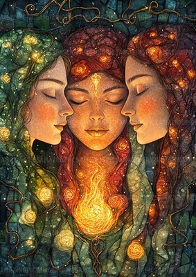 Brigid Celtic Triple Goddess Poetry Healing Smithcraft Myth Wall Art Print AE37