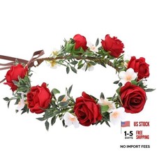 Rose Hair Flower Crown - Girl Flower Crown Decoration Rose Celebration Red Rose