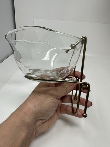 Vintage MCM 1970s Indiana glass chip and dip bracket And Glass Dip Bowl Only - Bild 5 von 10