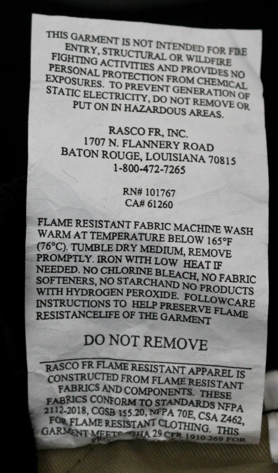 Rasco FR Mens 2XL Insulated Duck Work Vest Black CAT 3 Flame Resistant NWOT - product detail image 13