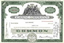 Schering Corporation 1966 Kenilworth New Jersey MSD Merck Essex Pharma 25 shares