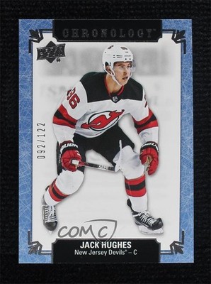 2019 Upper Deck Chronology Metallic Blue 92/122 Jack Hughes #110 Rookie RC 3vx