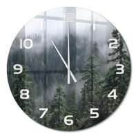 Runde Glas-Wanduhr Als Runde Wanduhr Aus Glas Waldnebel WeißE Zeiger Fi60 Cm