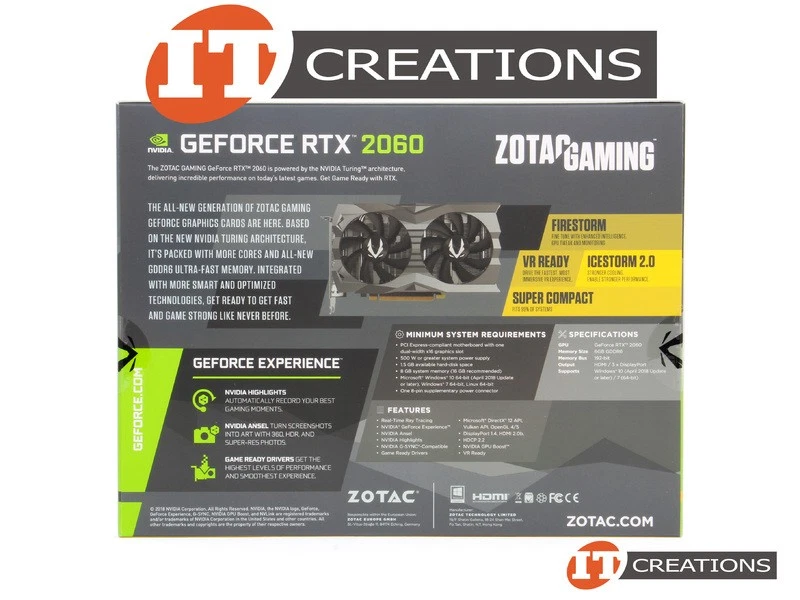 ZOTAC GAMING GEFORCE RTX 2060 GPU 6GB GRAPHICS VIDEO CARD ZT-T20600H-10M-RETAIL - Image 3 of 3