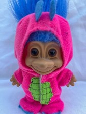 Rare vintage Russ Troll Doll in pink Dinosaur/Dragon costume collectable 80s/90s