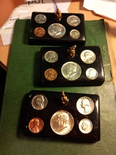 1964 kennedy proof sets in acrylic pen holders