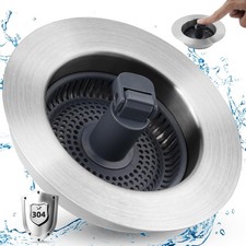 3 in 1 Kitchen Sink Stopper Strainer, Universal Fit Upgrade 304 Stainless Steel