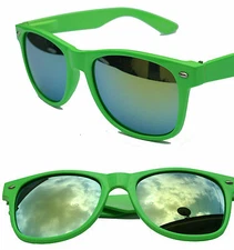 Neon green frame with fire yellow mirror lens SUNGLASSES