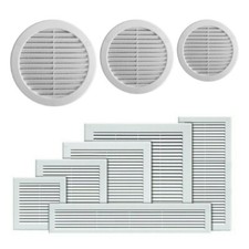Air Vent Grille with Anti-Insect Mesh / Fly Screen and Screw Covers WHITE
