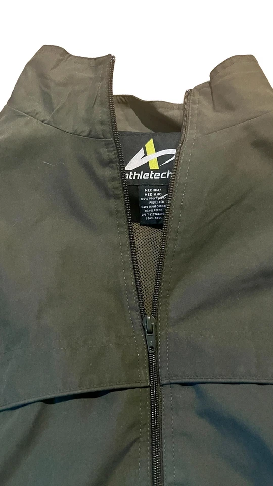Chaqueta cortavientos Athletech talla M para hombre cremallera completa negra oliva Foto 4 de 4