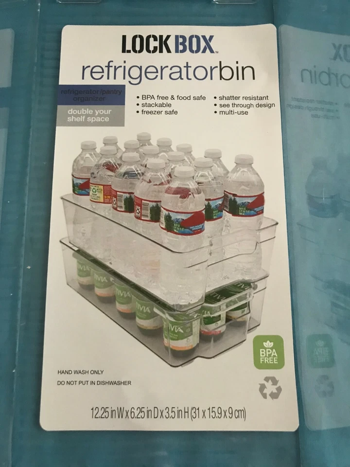 Set of 3 Lock Box Clear Acrylic Refrigerator / Pantry Storage Organizer Bins - Image 3 of 4