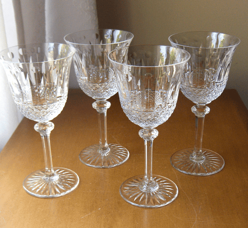 St Louis Tommy vier #1 große Wasserkelche ~ 7 3/4 Zoll ~ hergestellt in Frankreich ~ makellos - Bild 2 von 4