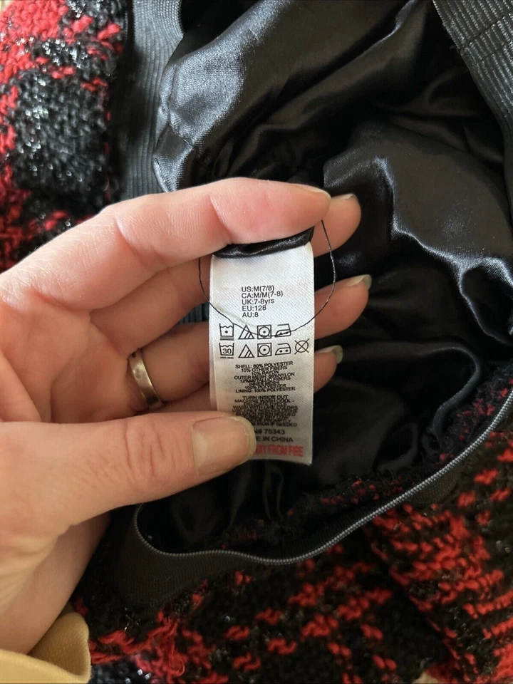 Christmas Outfit Girls Dress Large, 10 Plaid Dots Red Black Shoes Purse Medium - Image 4 of 4