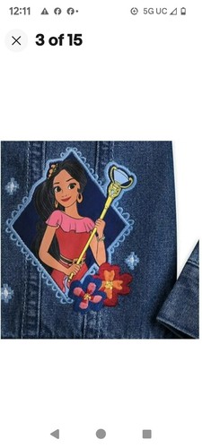 Disney Kids Girls Size 9/10 Medium Elena of Avalor Blue Denim Jacket Embroidered - Picture 6 of 16
