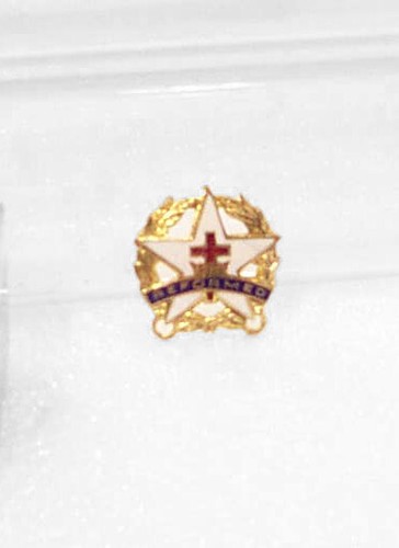 Vintage Reformed Church Pin Enamel White Star Red Cross    - Picture 2 of 7