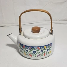 Nicole Tabletops Unlimited Floral Enameled Teapot Tea Kettle