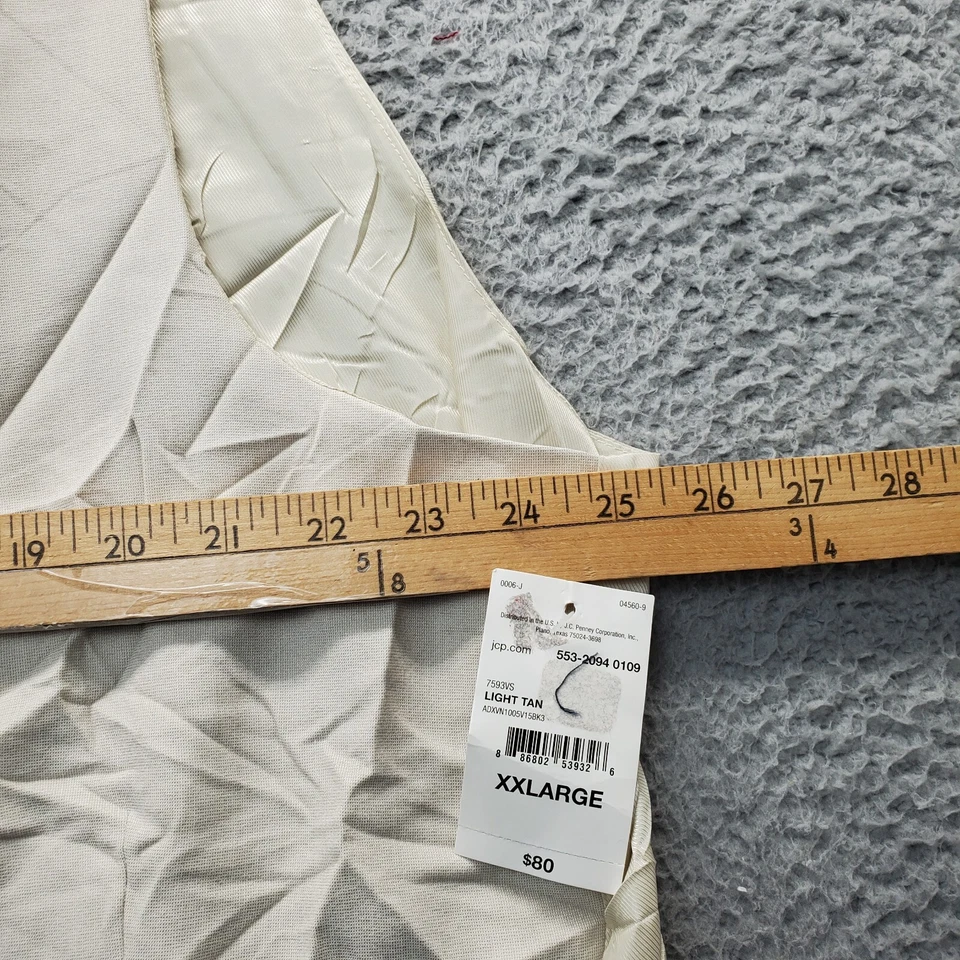 J. Ferrar Vest Men 2XL Tan Solid Four Way Stretch Slim V Neck Button Belted Back - Image 4 of 4