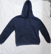 Graphic Navy Blue Pullover Hoodie in Excellent Condition