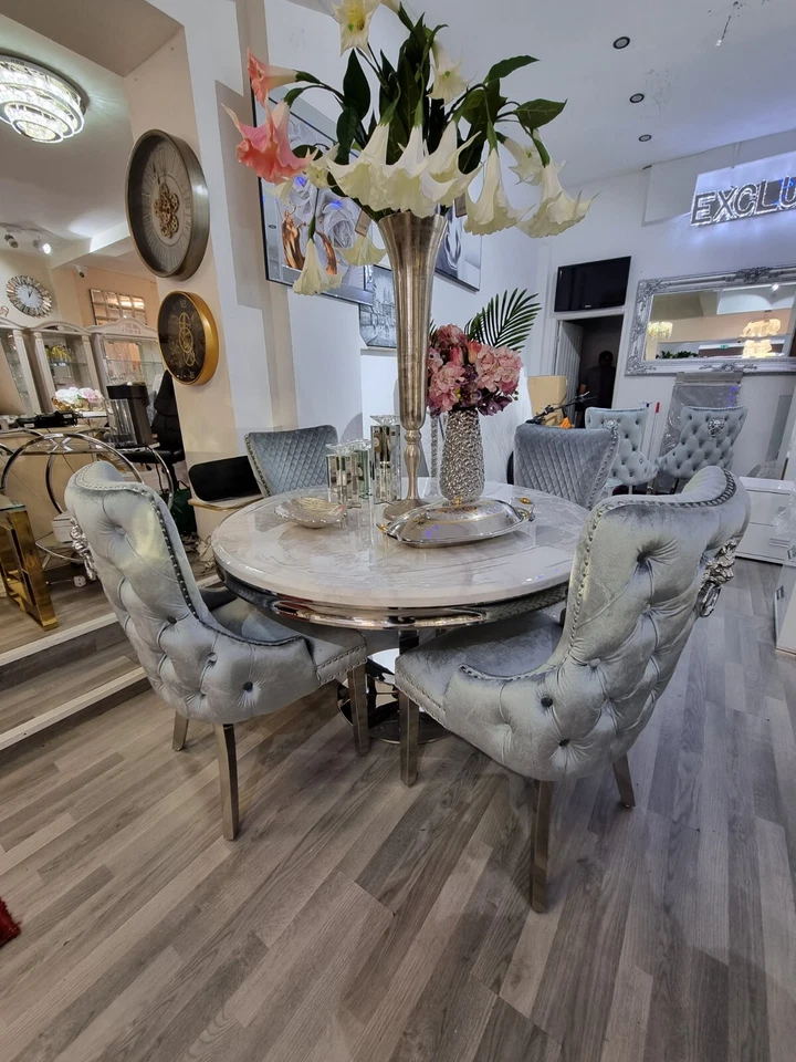 Handmade Luxury Round Dining Table Set - Image 2 of 3