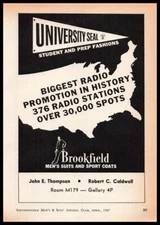 1967 Brookfield Mens Suits University Seal Student And Prep Fashions Print Ad