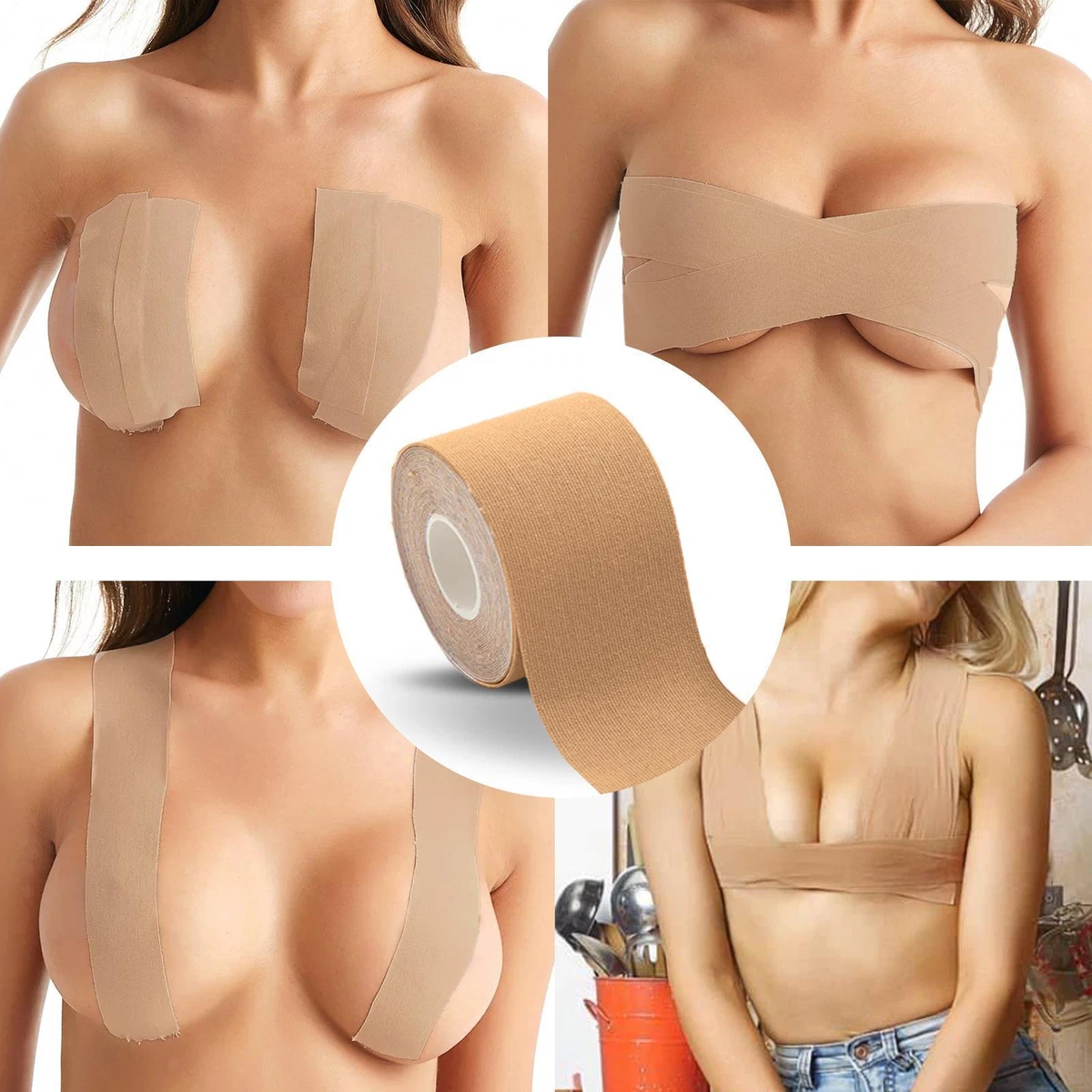 Breast Lift Tape Boob Lifting Strapless Deep V Dress Sticky Nipple Cover Bra