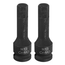 2pcs H13 (13mm) Hex Impact Bit Socket 1/2" Drive Hex Screwdriver Socket Adapter