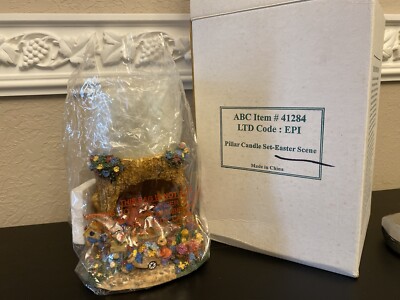 Pillar Candle Set - Easter Scene - ABC Item #41284 - Open Box-VINTAGE