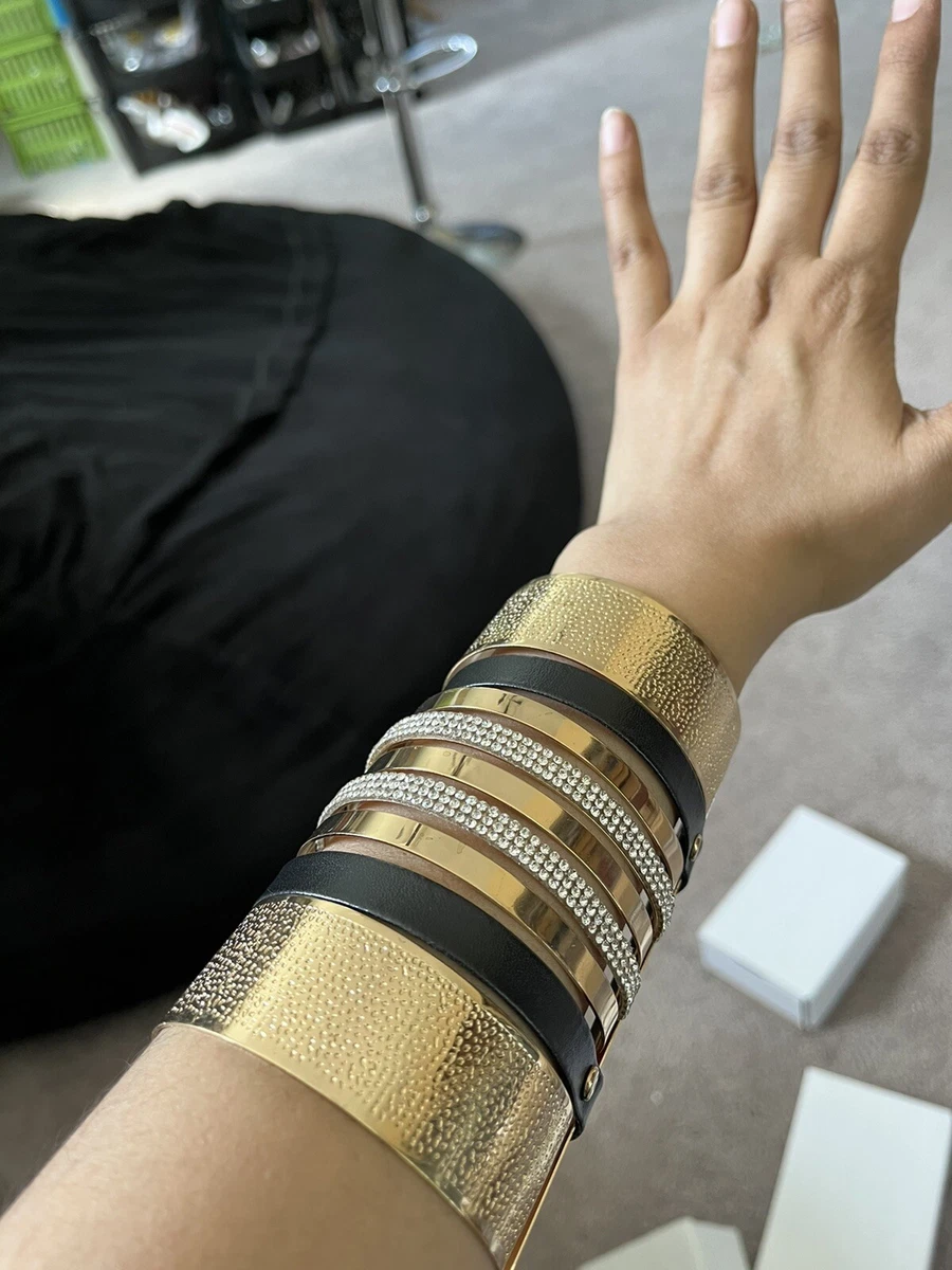 Large Gold Wide Cuff Wedding Pageant Bracelet Chunky Bangle