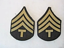 WWII Era TECH 4 Chevron Pairs - Silver & Dark Blue Embroidered