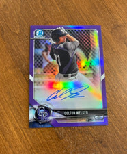 Colton Welker 2018 Bowman Chrome Prospect Purple Refractor Auto Rockies /250 RC