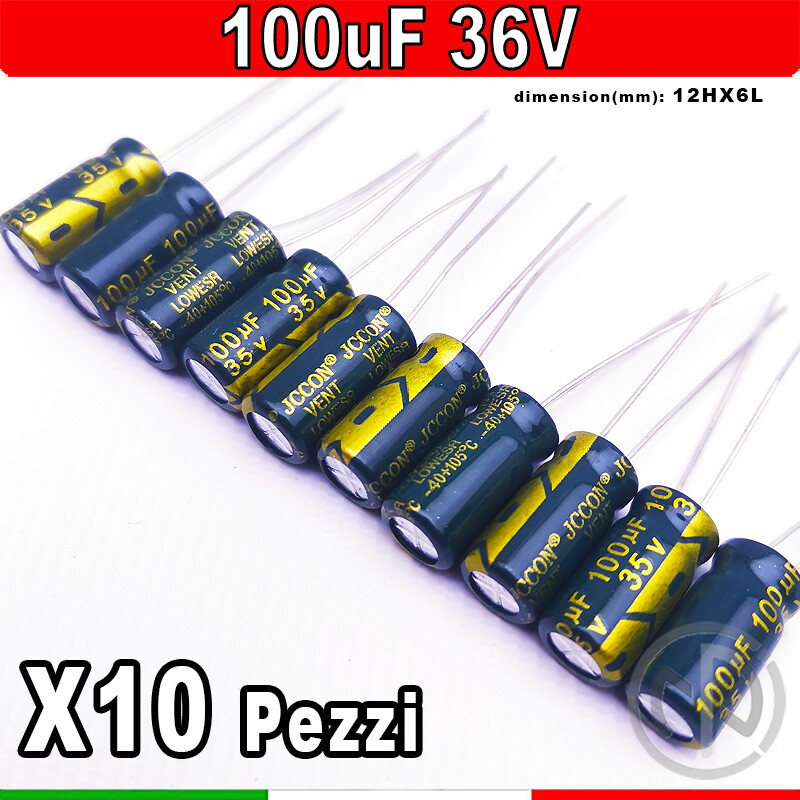 Lotto Di 20 Condensatori Elettrolitici – 35V 100µF, Componenti Elettronici Per Riparazioni E Progetti DIY