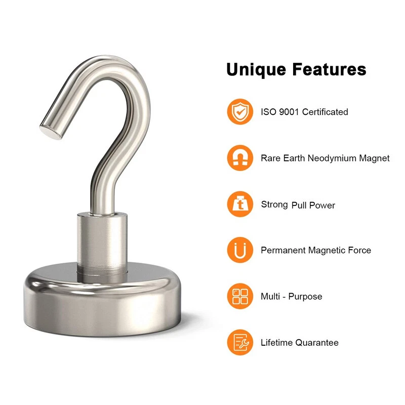 12/16Pcs 34Kg Strong Magnetic Hooks Bulk Heavy Duty Hanger Key Tool Ceil