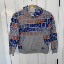 Adidas All Over Print Pullover Hoodie Sweatshirt Youth Size M 10-12 Colorful