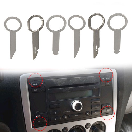Kit de reparación de unidad principal estéreo herramienta pin llave extracción radio interior auto coche 6 piezas - Imagen 9 de 13