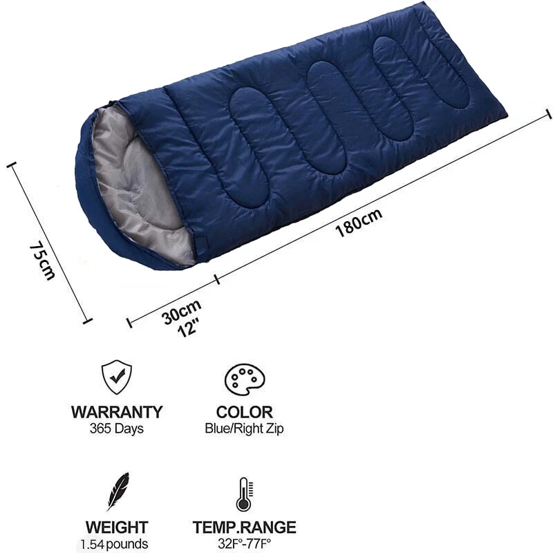 Thick Adult Cold Weather Sleeping Bag For Big & Tall 5-20 degree Waterproof US - Image 3 of 4