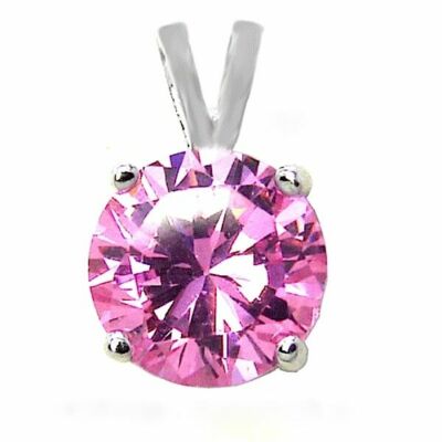 1,25 ct. echter rosa Saphir Solitär Anhänger Halskette - Sterlingsilber