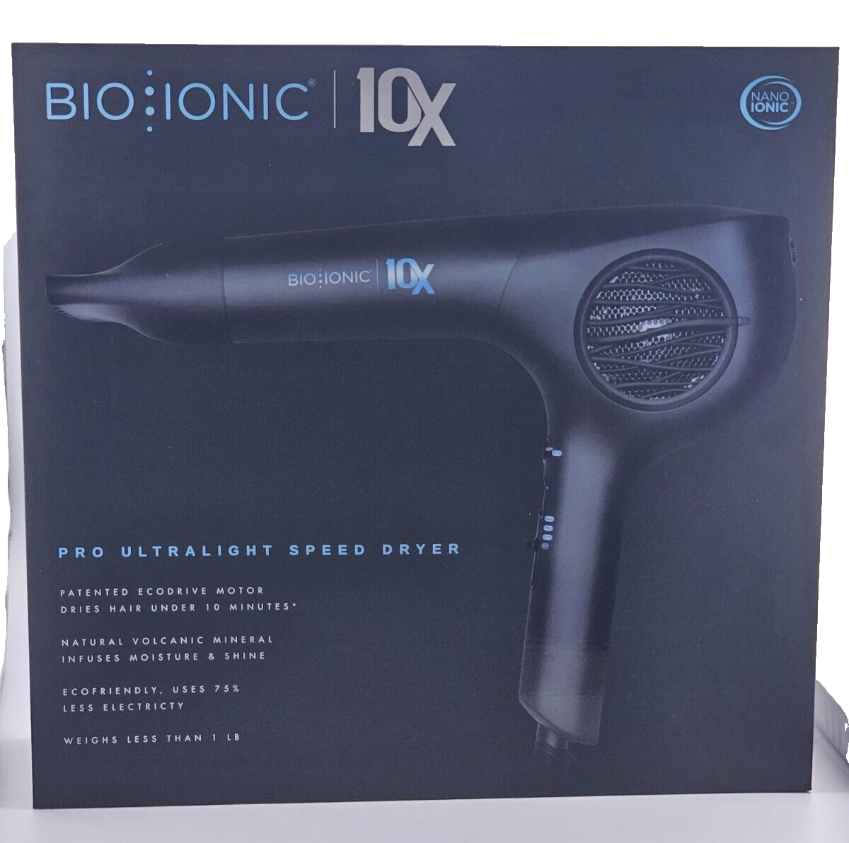 Bio Ionic 10x Ultralight Speed Dryer Black 874822004436|