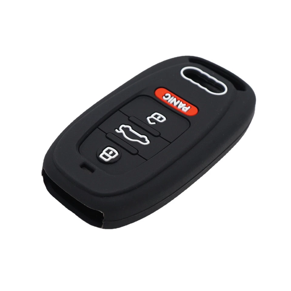 2Pc 4 Buttons Silicone Smart Key Fob Cover & Keychain for Audi A4 A3 A5 A6 Q5 TT Foto 4 de 4