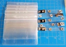 5 Horizontal ID Card Badge Plastic Holders Tag With Metal Clips Travel Work